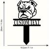 Metal Bulldog Garden Stake Custom Name Plate Outdoor Dog Decor Lawn Sign Pet Owner Gift