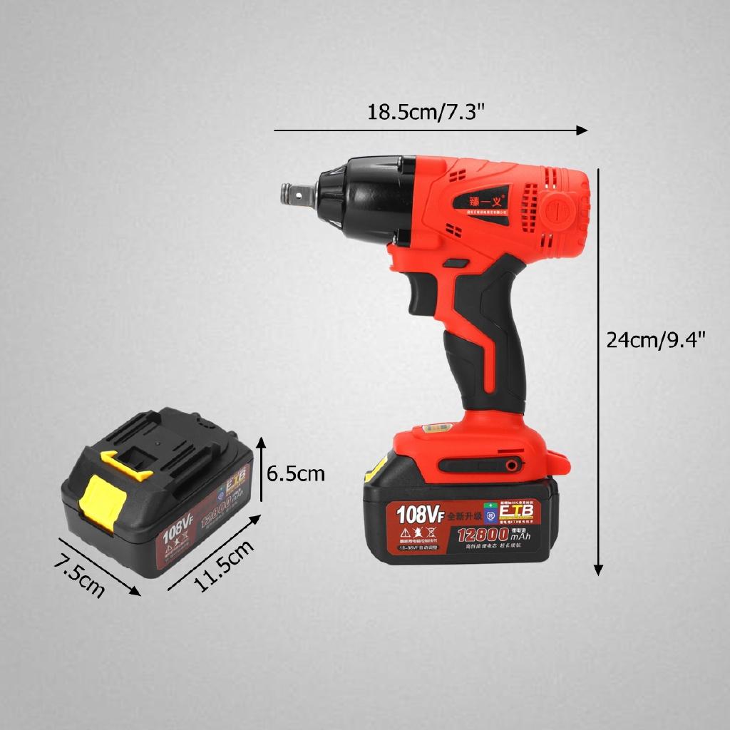 108VF 320Nm Electric Impact Wrench Guns High Torque Impact Wrench Cordless 12800Ah Li-ion 1/2 Batteries 1 Power Tool