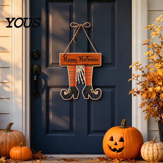 Festive Halloween Hanging Ornament Pumpkin Door Decor, Spooky Wall for Party Eye-catching Decoration Scene, Front Entryway Decoration, Trick or