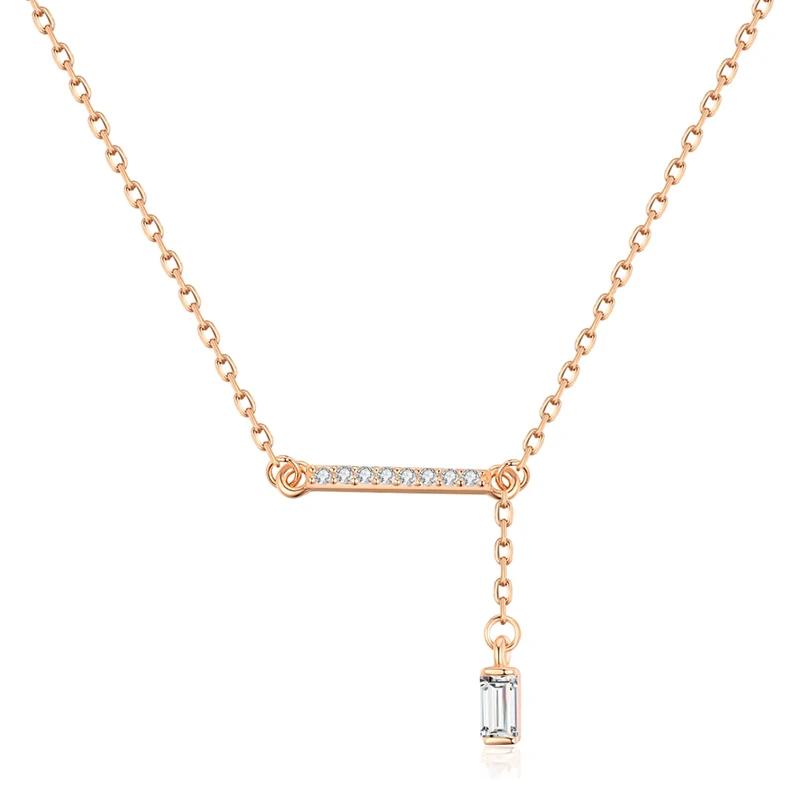 

Luxury Square Natural Zircon Pendant Necklace For Women Trendy Rose Gold Color High Quality Daily Fine Jewelry