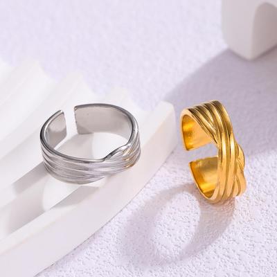 18K Gold Plated Geometric Titanium Steel Ring - Hot Selling European Fashion Jewelry