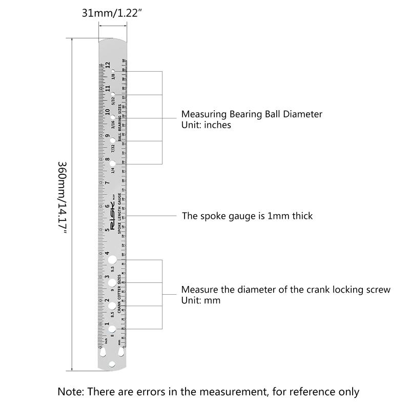 Spoke Measuring Ruler Double-Sided Spoke Length Measuring Ruler Multi-Function Steel Ruler Gauge Tool for Mountain Bike