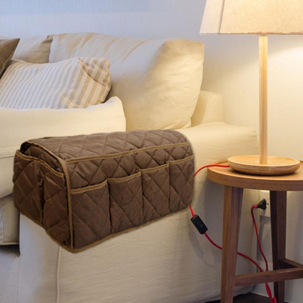 Cotton Sofa Armrest Organizer Space Saving Universal Remote Control Holder Storage Pocket Bedside Caddy for Mobile Phone Glasses