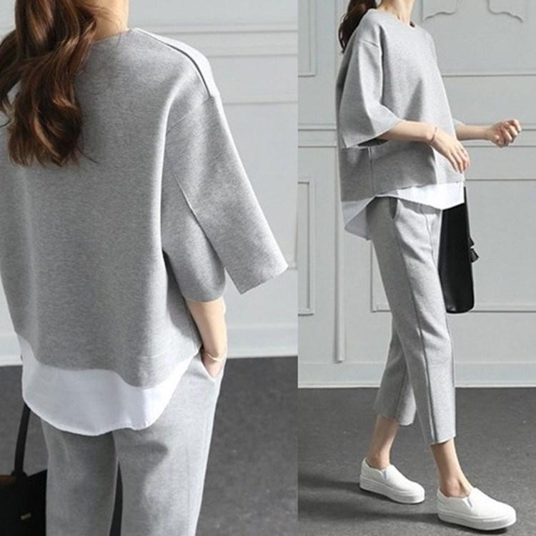 Women Two-piece Sets Loose Splits Sleeve Cotton Suits Casual Loose Spring Sport Suits Female Tracksuits