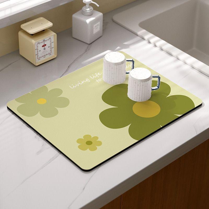 Summer Fruit Flower Kitchen Drainage Mat Retro Style Tableware Drying Mat Absorbent Meal Mat Drainage Tableware Mat Accessories