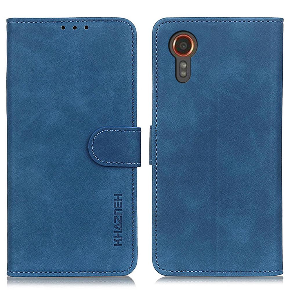 

KHAZNEH For Samsung Galaxy Xcover7 Retro Style Case Leather Drop-proof Wallet Phone Cover Blue