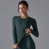 New Double-sided Brushed Solid Color Long Yoga Suit With Long Sleeves, High Elasticity And Breathability For Sports Running