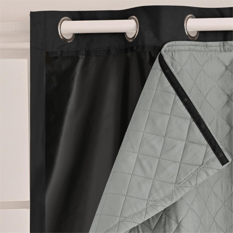 Winter Proof Thermal Curtain with Detachable Quilted Liner Noise Reducing Quick Grommets Mounting Indoor Insulation