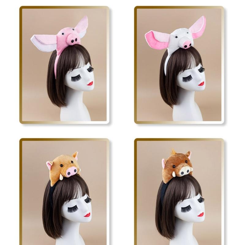 Piggy Costume Set Includes Piggy Tail Headband Bowtie Glove Skirt Halloween Piggy Role Play Outfit for Kid Cosplay