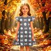 Kids Casual Halloween Printed Sleeve Dress for Party and Holiday