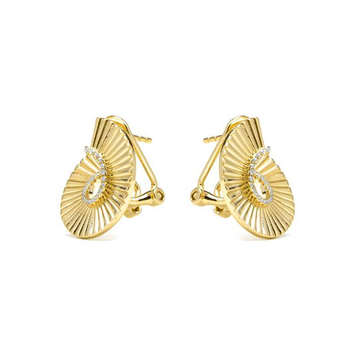 Boucles d'oreilles - Dragi - Argent sterling 925 - Zirconiums cubiques - Finition or jaune 18 ct