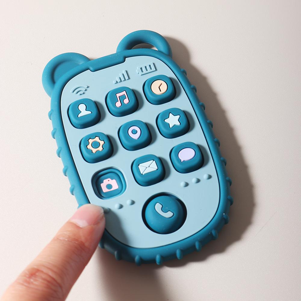 Baby Teether Mobile Phone Shape Silicone Teether Teething Toy Kids Sensory Educational Toy Baby Gift Set