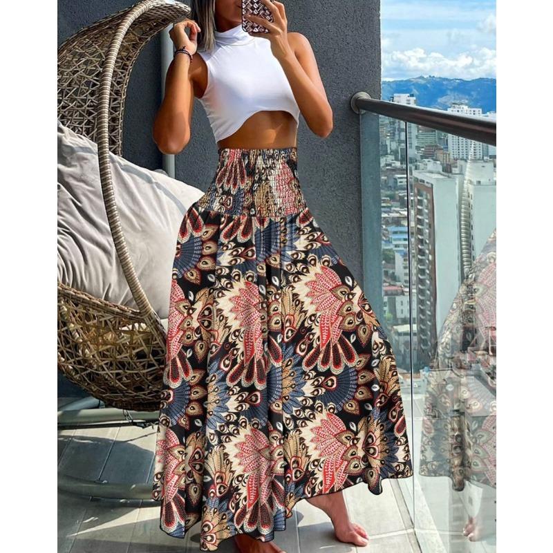 Summer Fashion High Waist Skinny Printed Women's Skirt Women
