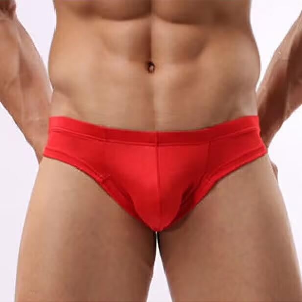 Men's Nylon U-Pouch Low-Rise Bikini Underwear - Solid Color, Sexy Low-Cut