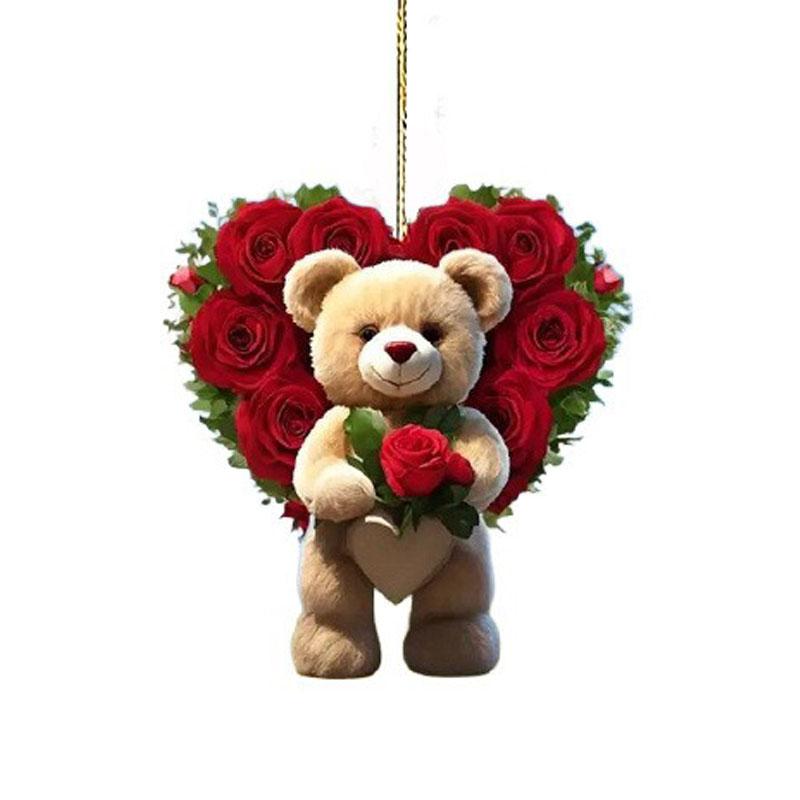 2D Acrylic Car Pendant Valentine's Gift Cute Hanging Ornament Romantic Rearview Mirror Decor Car Interior Accessories for Lovers