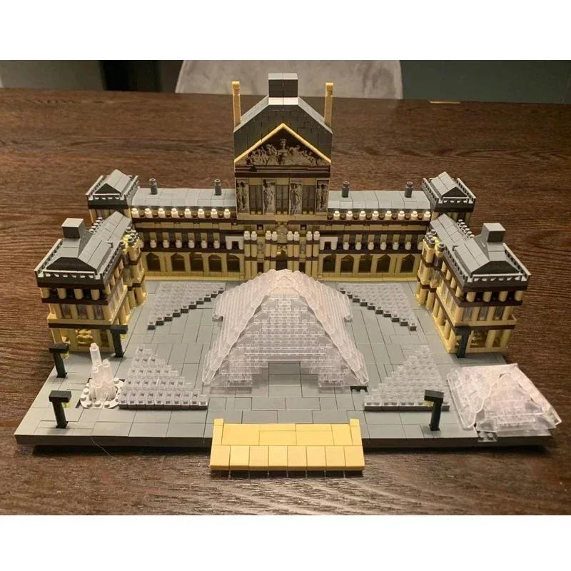 Louvre Modelové stavebnice Světově proslulé atrakce Architektonický model Cihličky Stolní dekorace Dětská hračka Vánoční Dárky pro kluky