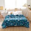 Cartoon Space Bear Rocket Pattern Summer Quilt Skin-friendly Comfortable Air Conditioning Quilted Quilt for Kids Boys Girls