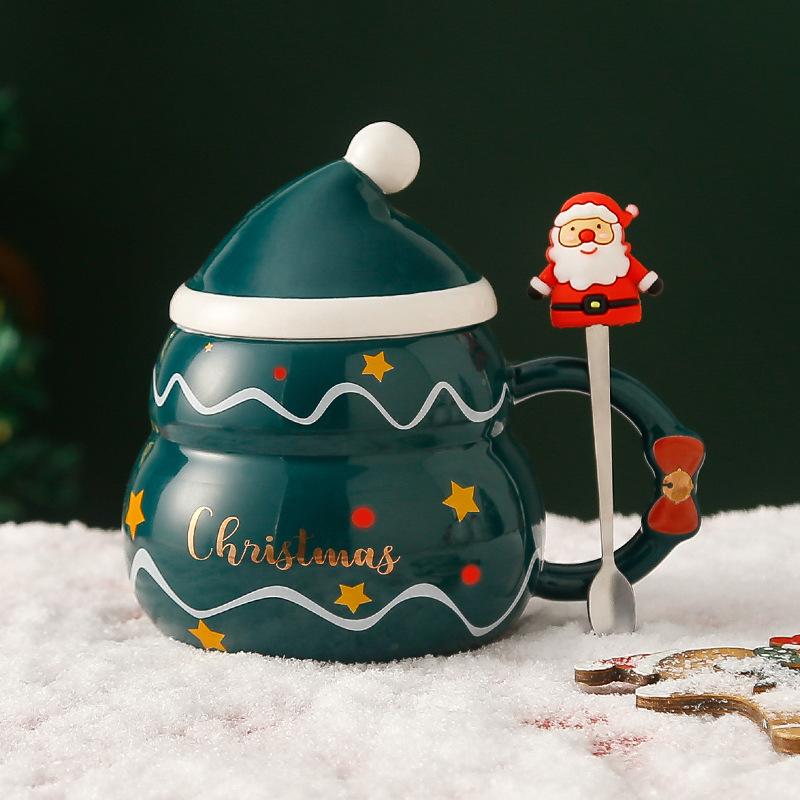 Creative Snowman Christmas Tree Ceramic Coffee Cup Large Capacity Water Cup Cartoon Character Coffee Mug Holiday Gift Home Decor