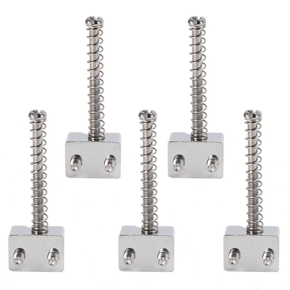 5PCS Spring Screws Bass Bridge Saddles Metal Electric Bass Bridge Saddles Bass Electric Guitar Kits серебряный