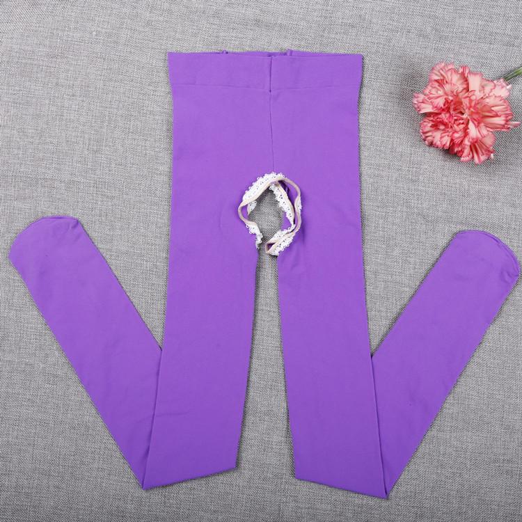 Sexy Fun Velvet Open-Crotch Stockings Leggings Large Size Open-File Free Pantyhose Temptation Black Meat