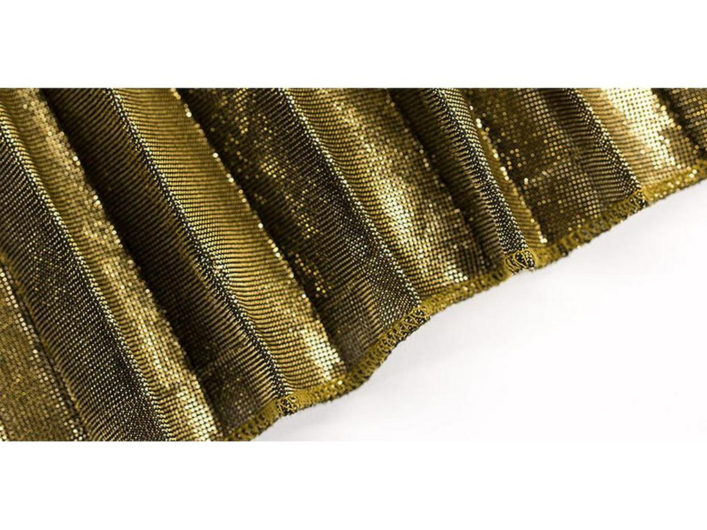 2020 Spring/Summer Pleated Midi Skirt: Plus Size High Waist Gold Beach Dress for Women