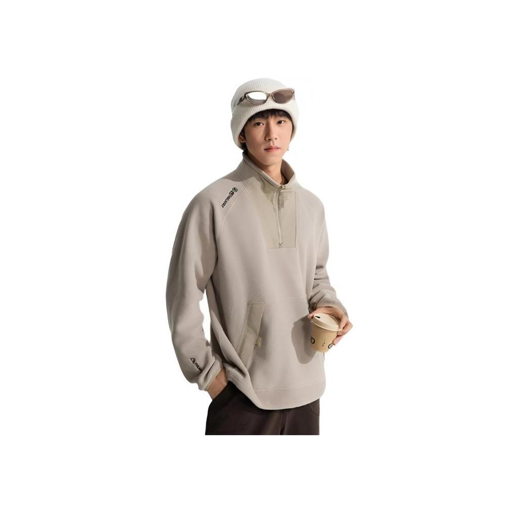 Li Ning Outdoor CF Fleece Warm Locker Pullover Letter Raglan Langarm Stehkragen Fleecejacke Herren Jacken AWDVE29-1