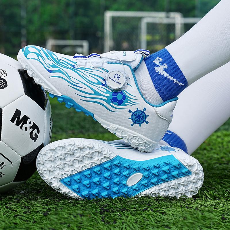 Football Boots Are Lightweight To Wear / Take Off with Rotating Buttons/ Rubber Soft Soles They Are Also Training Shoes Artificial Turf Soccer Shoes
