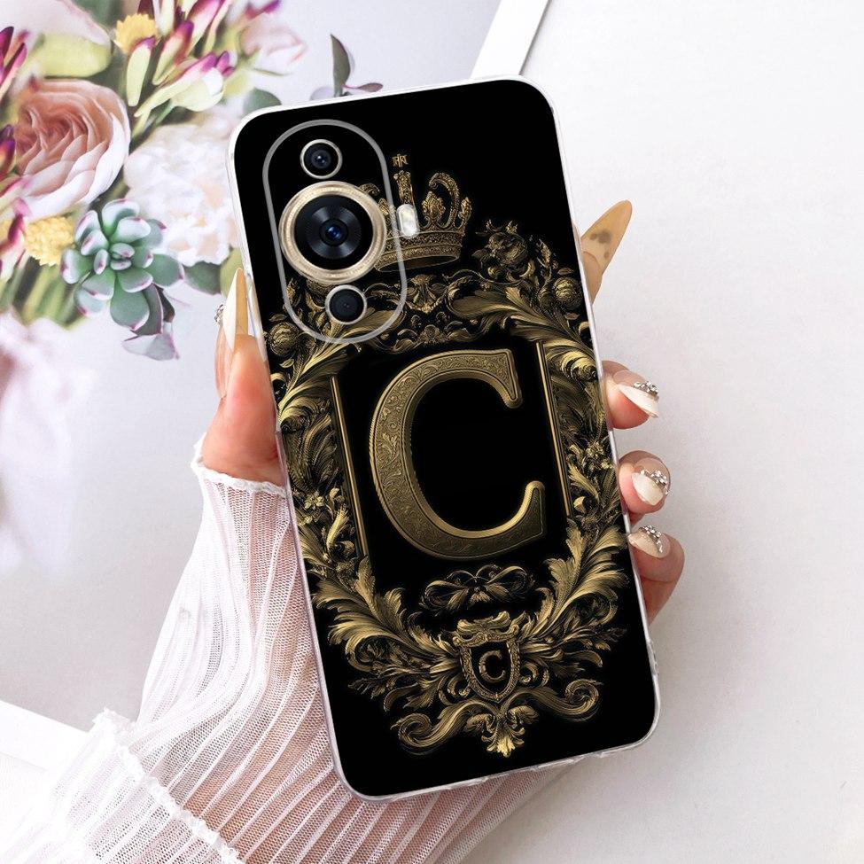 For Huawei nova 11 11se 11pro Case For Huawei nova 11 Pro Cover Clear Luxury A-Z Letters Cool Crown 2D Painted Soft Casing
