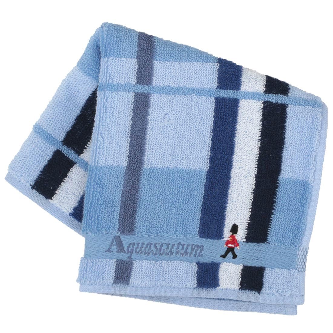 Aquascutum Полотенце Клетчатый Солдат 25 x 25 см [Aquascutum] Мужской Платок, Узор, Вышивка, Синий, Прибл. синий
