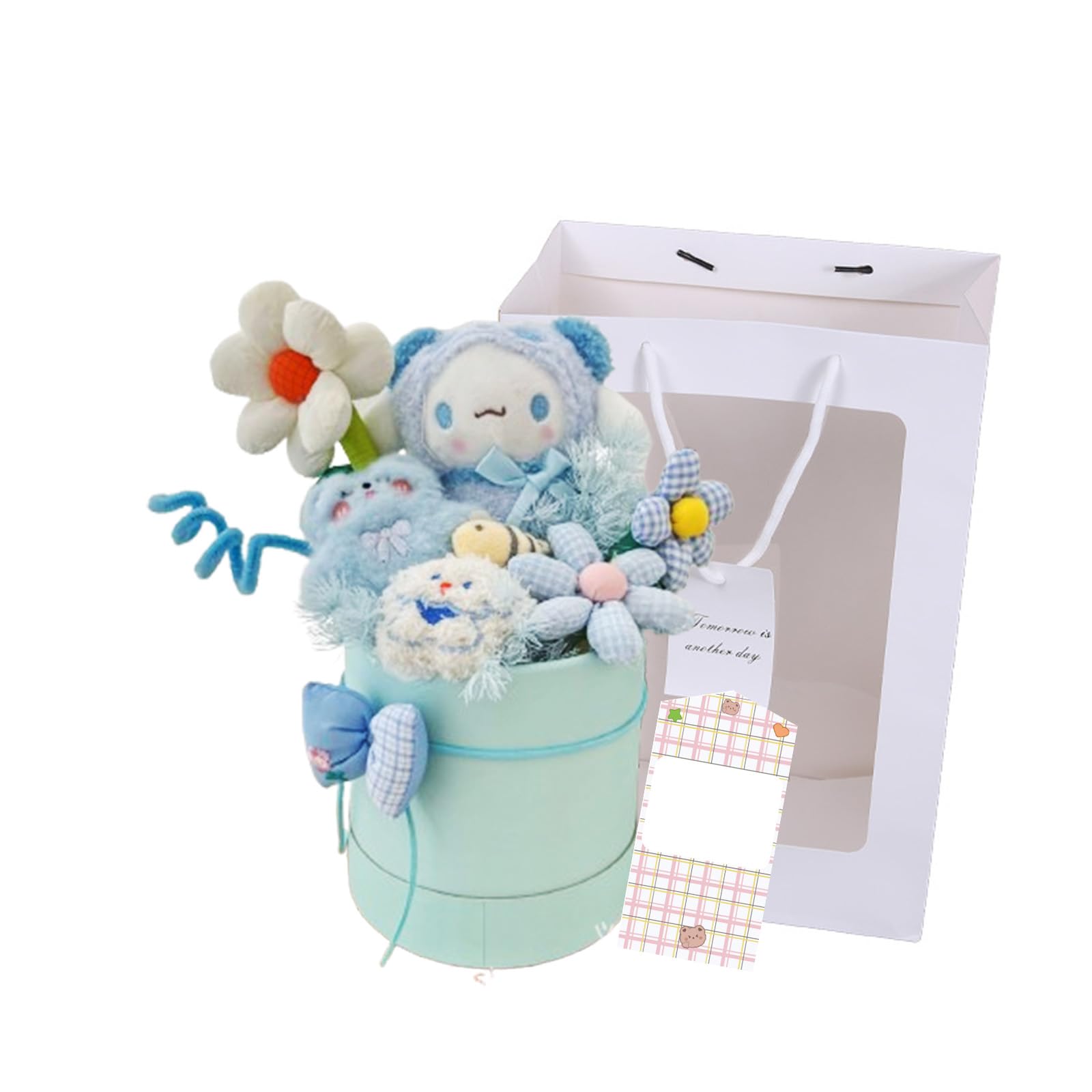 

Cute Plush Bucket Doll Popular Gift for Entrance and Includes a Message Bouquet, Bouquet, Birthdays, Friends, Children, Anniversaries, Mother s Day, синий
