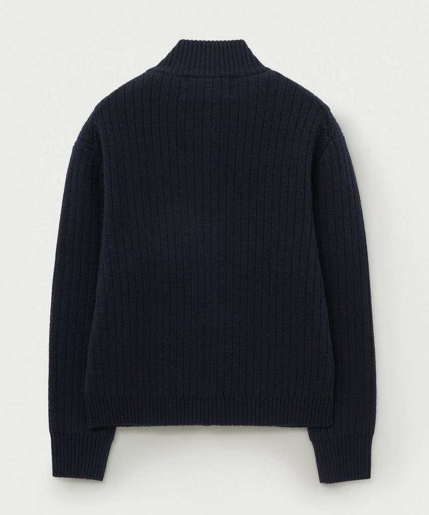 Satur Faro Half Neck Knit Zip-Up Navy