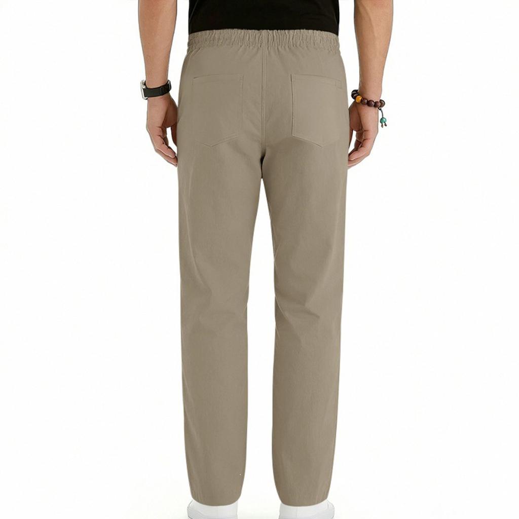 Men's Cotton-Linen Summer Straight-Leg -Color Casual Trousers
