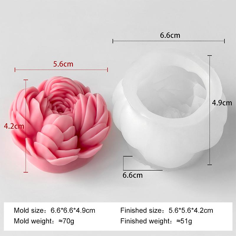

DIY Peony Flower Silicone Mold Handmade Aroma Candle Plaster Resin Molds Paeonia lactiflora Pall Soap Candle Making Supplies