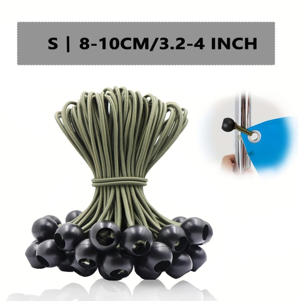 50 Stück Bungee-Kugeln, Schwarze Kordel für Plane, UV-beständig, mit elastischer Schnur für Plane, Gurte, Zelt, Stangen & Drähte