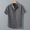 Camicia Estiva in Lino da Uomo Henry Cotton a Maniche Corte Camicia Casual Vintage da Spiaggia Traspirante Streetwear Camicia con Colletto T-shirt con Tasca