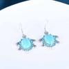 Retro Cartoon Turtle Blue Turquoise Alloy Earrings for Women