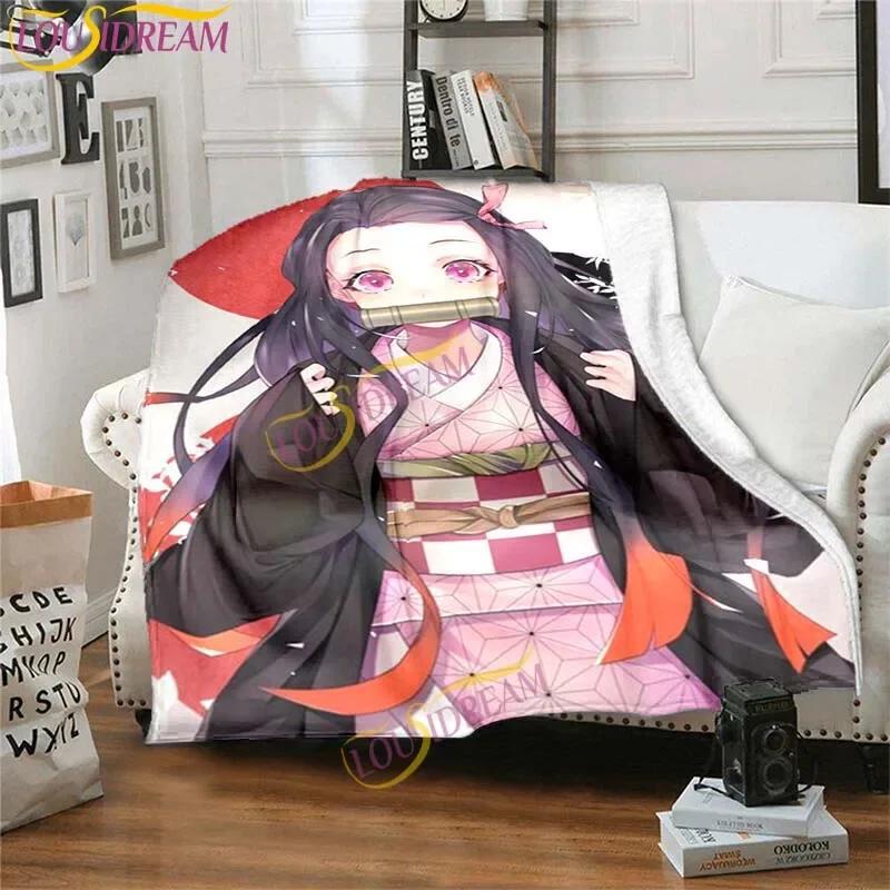 Japanese Anime Demon Slayer Printed Blanket Living Room Bedspread Sofa Travel Office Throw Blanket Quilt 5 Size