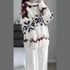 Women's Spring Academy-Style Knit Sweater & Wide-Leg Pants Two-Piece Set