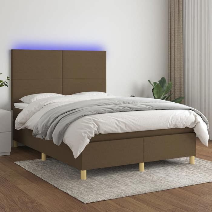 VidaXL Sommier à Lattes de Lit avec Matelas et LED, Lit Rembourré, Lit Double, Lit Adulte de Chambre à Coucher Intérieur, 3135272