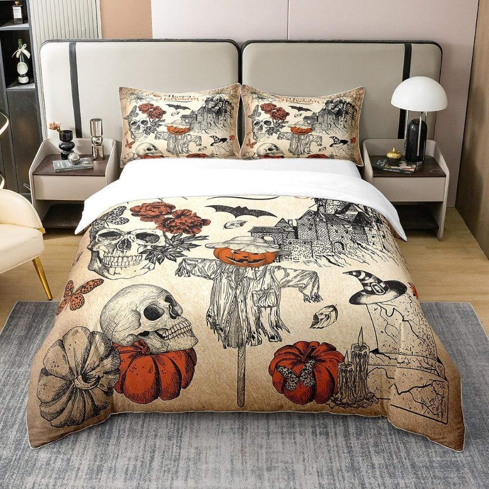Bats Black Duvet Cover for Youth, Halloween Party Theme Comforter Cover,Microfibre Bedding Sets, Children's Bed Linen