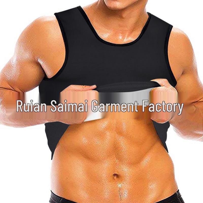 Men's Silver-Coated Sweat-Inducing Fitness Vest for Abdomen and Waist Shaping