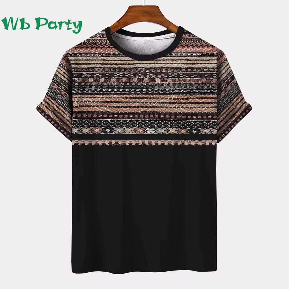 Vintage Striped Pattern Printing T shirt Men Designer Man T shirt Short Sleeve Tee Men Clothing Striped Print Clothes O-Neck Tee