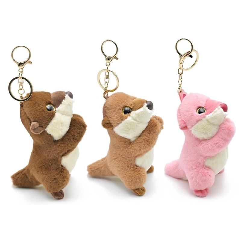 Plush Otters Pendant Keychain Accessory Comfortable Bag Charm Stylish Animal Charm Keyring Ornament for Women Girls