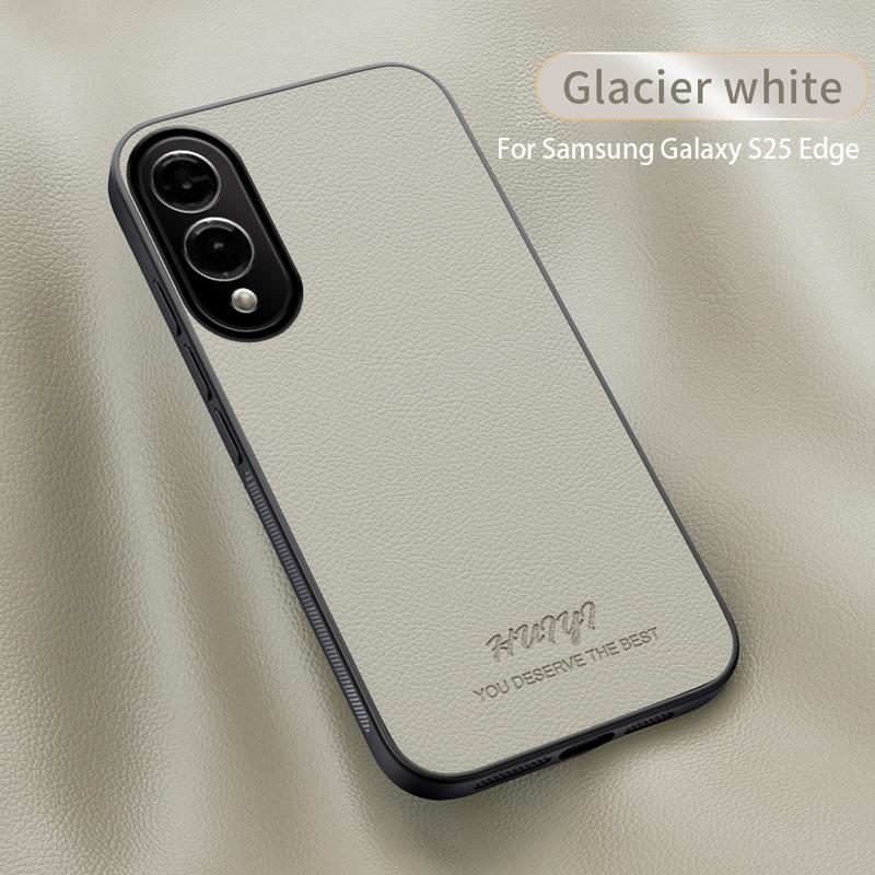 Magsafe Case for Samsung Galaxy S25 EDGE Advanced Business Leather Letter Shockproof Back Cover Washable Dustproof  Anti-Glare