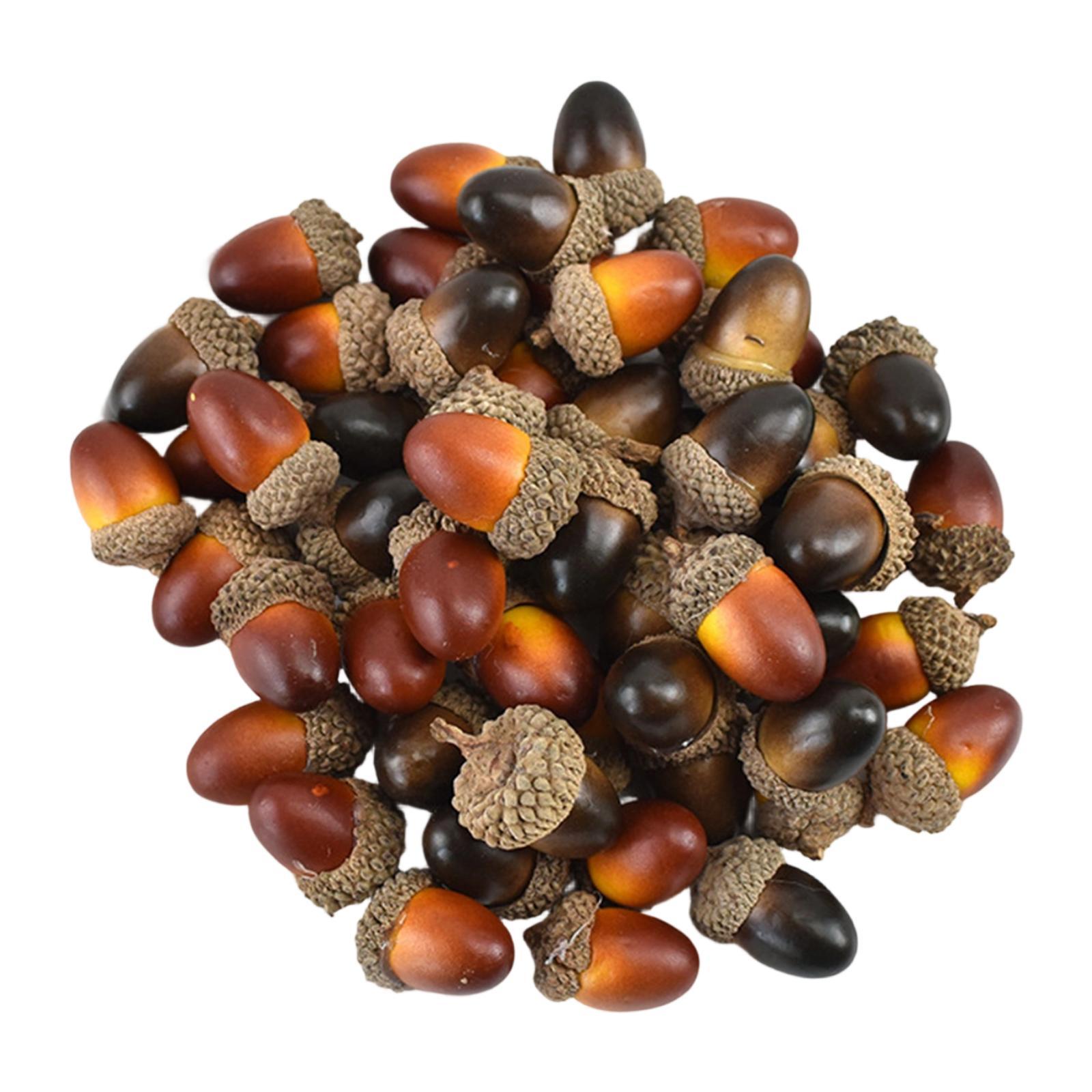 

100x Artificial Acorns Simulation Fruit Props with Acorn Cap Realistic Nut Ornament Fake for Home Wedding Seasonal коричневый