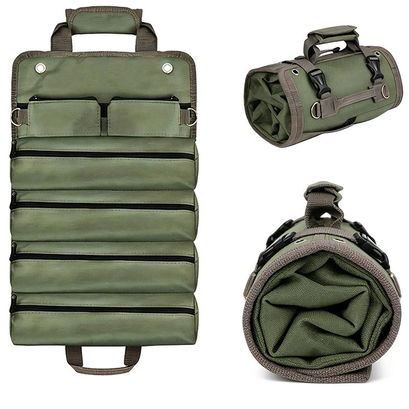 Electrician And Mechanic's Portable Tool Roll Bag Heavy Duty Roll Up Detachable Zipper Bag