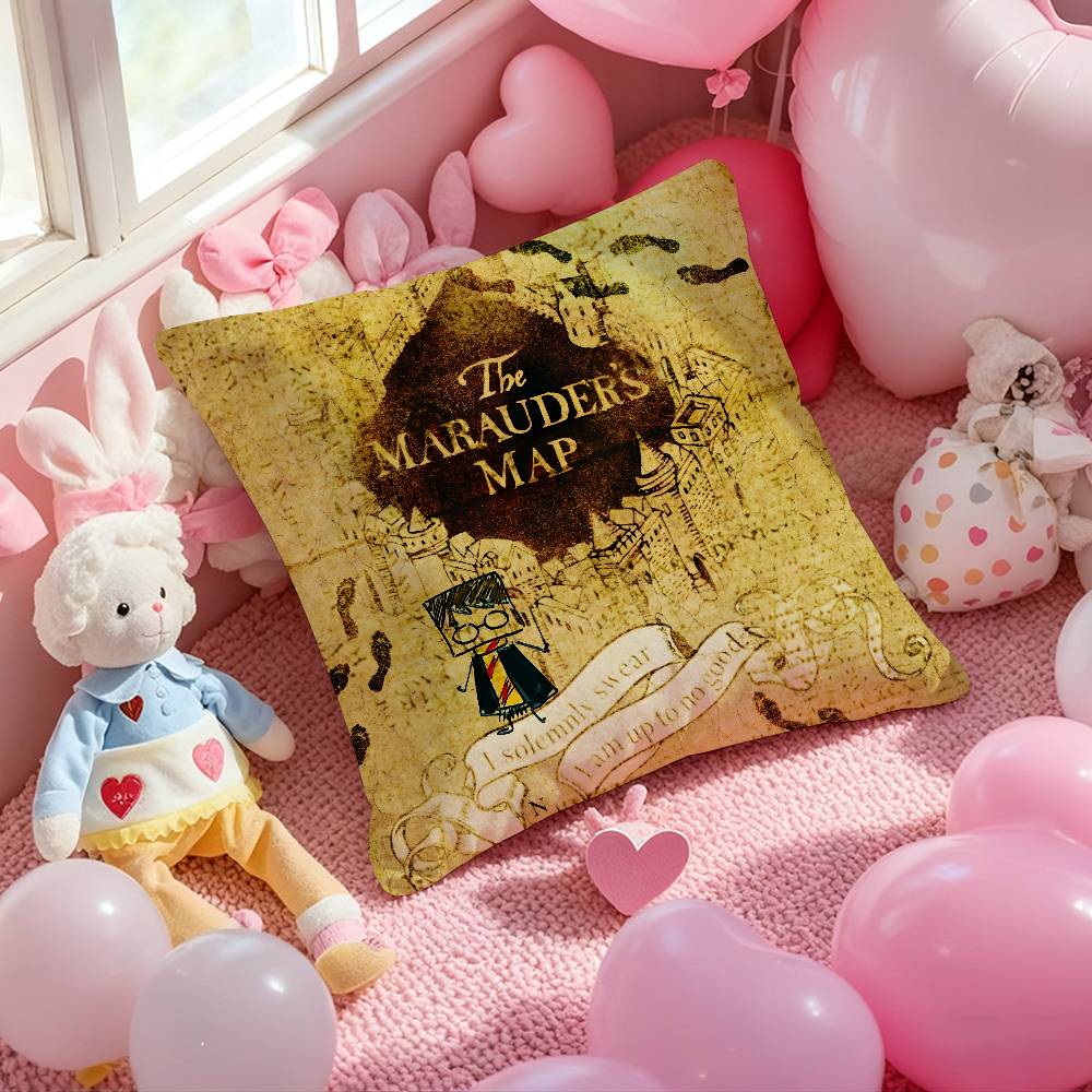 

The Marauders Map Pillow Case Pattern Printed Pillowcase For Living Room Sofa Cushion Cover & Bedroom Decor 12x12Inch