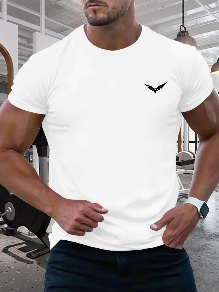 European Size Men'S Summer Bird Print Stylish Short-Sleeve T-Shirt, Casual And Versatile Elastic Round-Neck Top for Men.