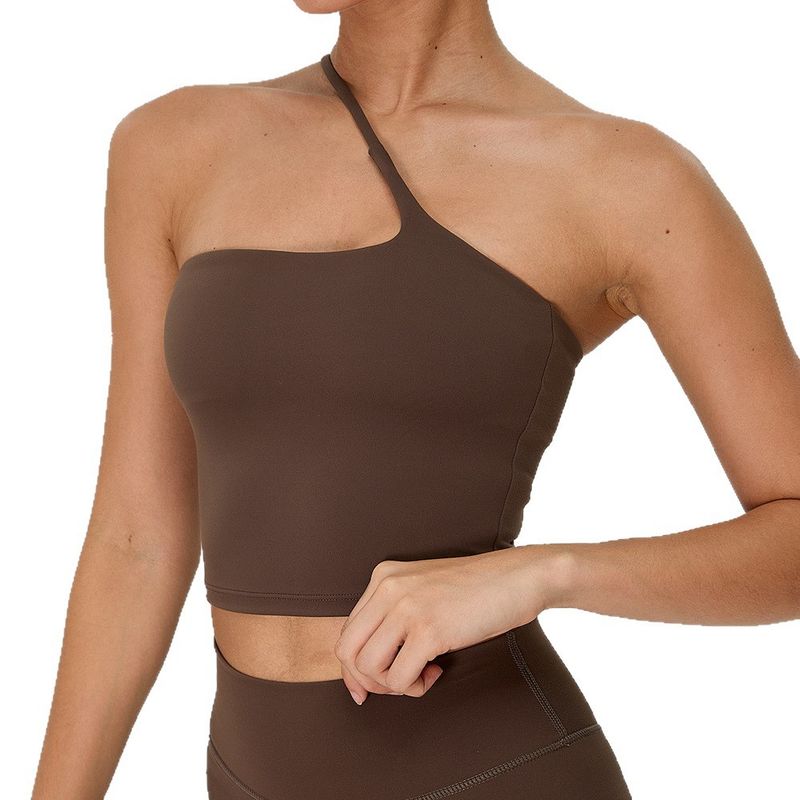 Foreign Trade New European and American Oblique Shoulder Beauty Back Yoga Nude Feel Yoga Clothes Top Outdoor Running Sports Fitness Vest Women