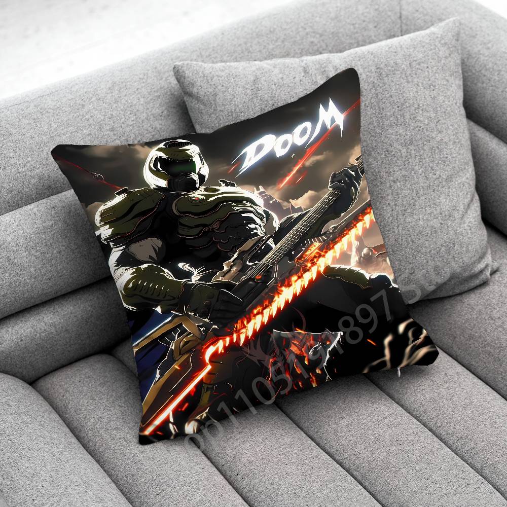 Game D-Doom Slayer Throw Pillow Case For 55x55cm 40x40cm 45x45cm 50x50cm 30x30cm Square Office Pillowship Cover
